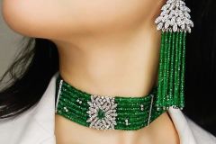 Amalia Jewelry Emerald Beads & Diamonds Suite